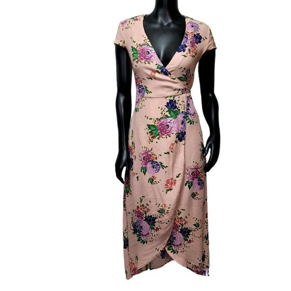 & Other Stories 4 Dusty Rose Pink Boho Floral‎ Wrap Tie Waist Summer Dress - Picture 2 of 12